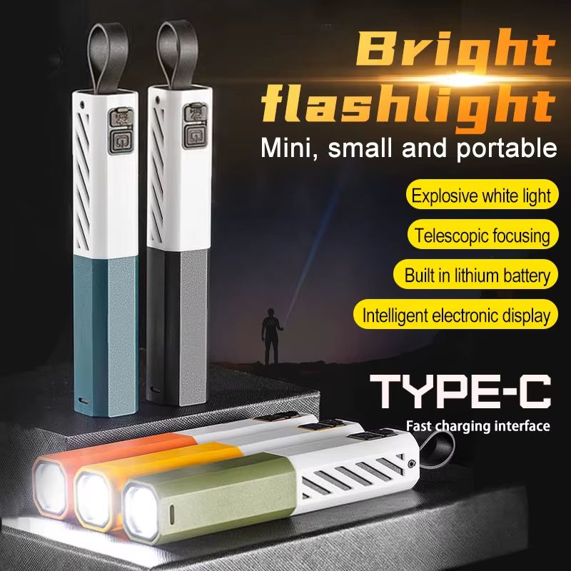 High Strong Power Zoom Led Flashlights 18650 Battery Tactical Torch Light USB Charging Camping Fishing Emergency Zoom Lantern Outdoor Waterproof Flash Light