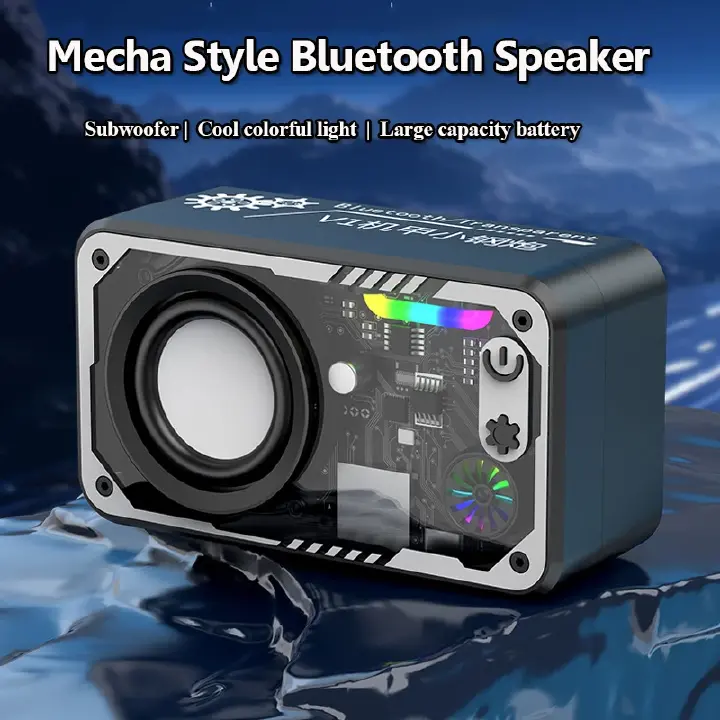 Mini Portable Bluetooth Speaker Wireless Transparent Bluetooth Soundbar Subwoofer with Colorful Light TF Card MP3 Music Player Party Loudspeaker