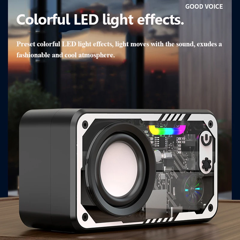Mini Portable Bluetooth Speaker Wireless Transparent Bluetooth Soundbar Subwoofer with Colorful Light TF Card MP3 Music Player Party Loudspeaker