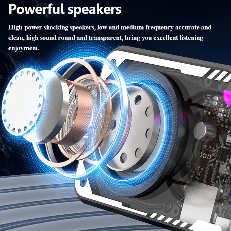 Mini Portable Bluetooth Speaker Wireless Transparent Bluetooth Soundbar Subwoofer with Colorful Light TF Card MP3 Music Player Party Loudspeaker