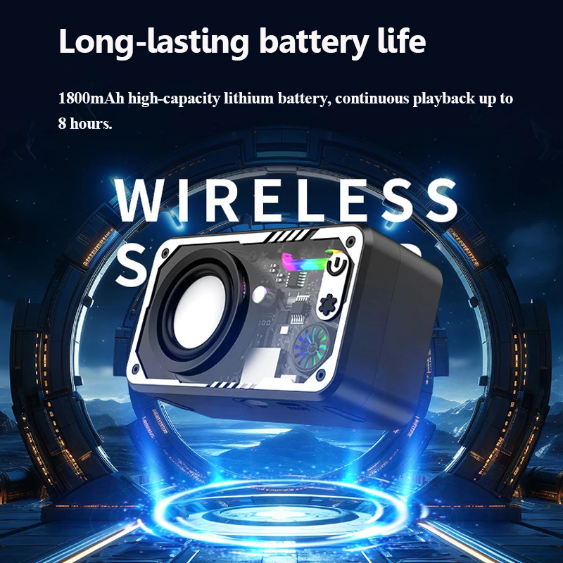 Mini Portable Bluetooth Speaker Wireless Transparent Bluetooth Soundbar Subwoofer with Colorful Light TF Card MP3 Music Player Party Loudspeaker