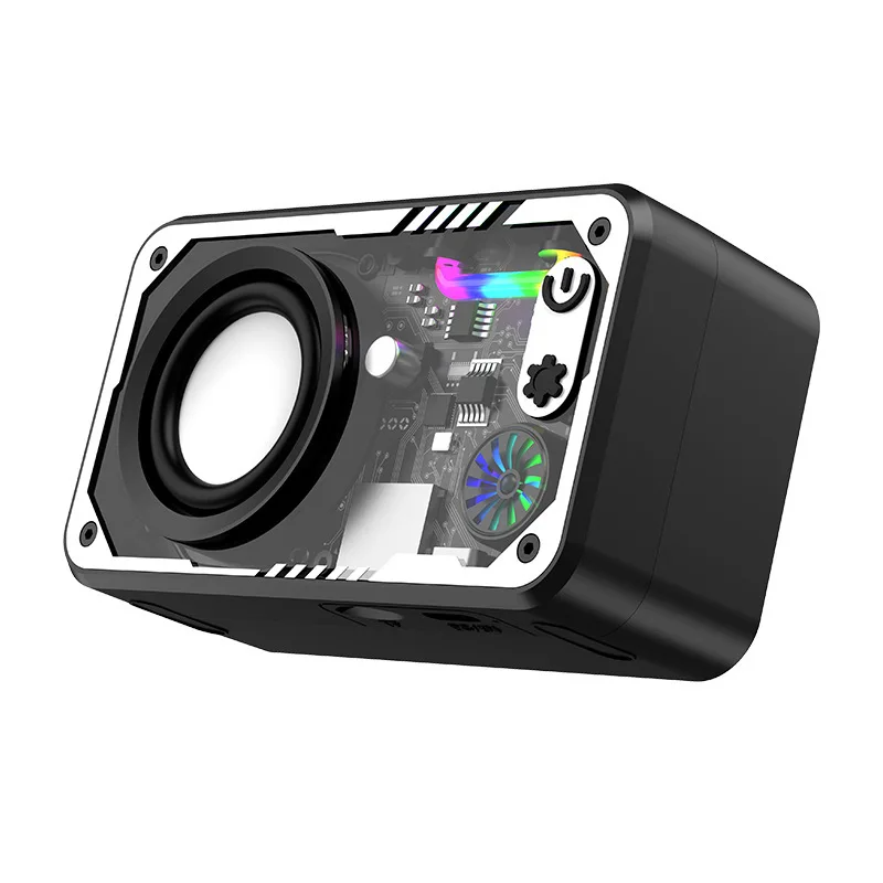 Mini Portable Bluetooth Speaker Wireless Transparent Bluetooth Soundbar Subwoofer with Colorful Light TF Card MP3 Music Player Party Loudspeaker