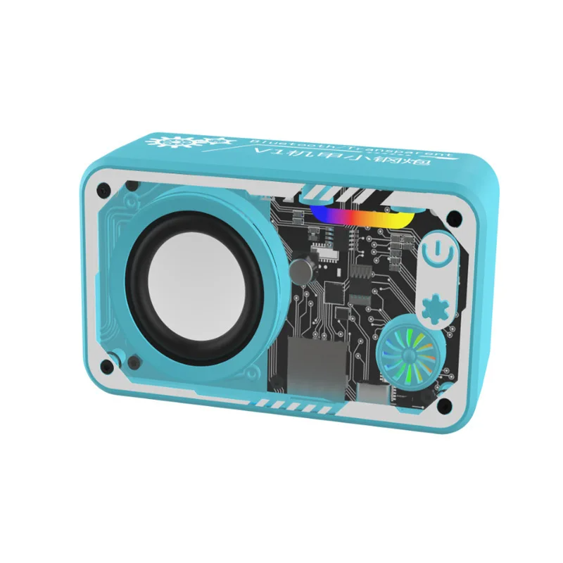 Mini Portable Bluetooth Speaker Wireless Transparent Bluetooth Soundbar Subwoofer with Colorful Light TF Card MP3 Music Player Party Loudspeaker