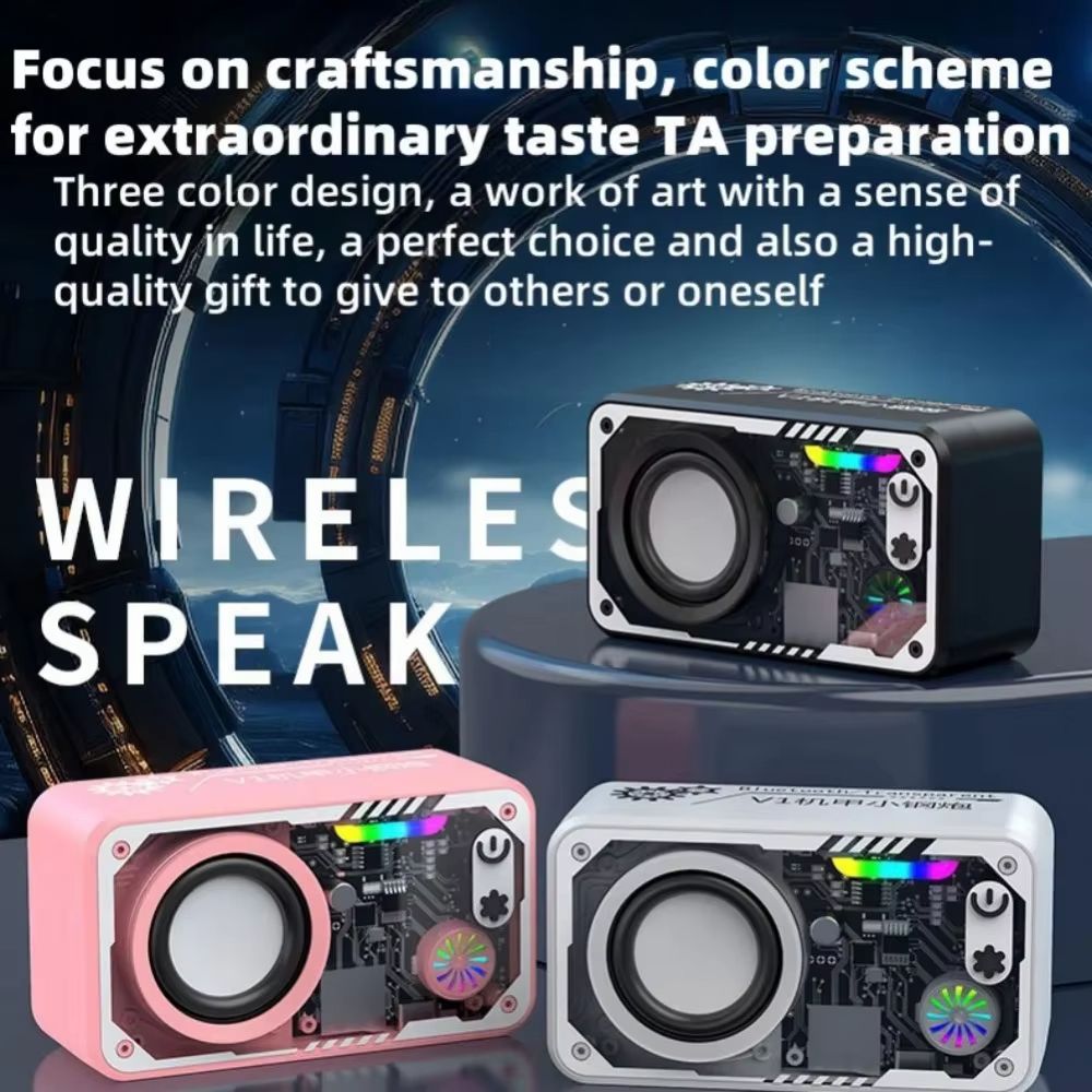 Mini Portable Bluetooth Speaker Wireless Transparent Bluetooth Soundbar Subwoofer with Colorful Light TF Card MP3 Music Player Party Loudspeaker
