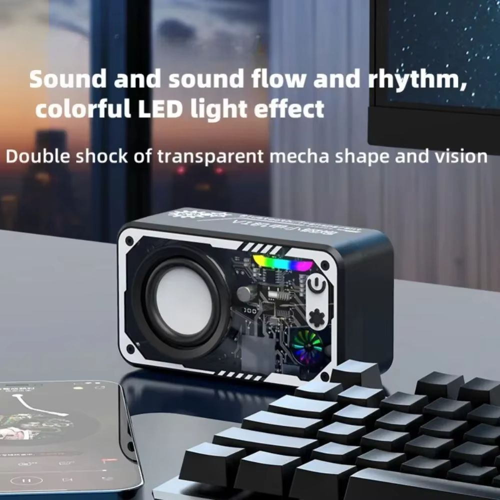 Mini Portable Bluetooth Speaker Wireless Transparent Bluetooth Soundbar Subwoofer with Colorful Light TF Card MP3 Music Player Party Loudspeaker