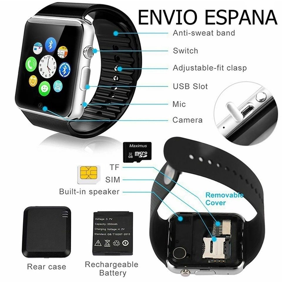 Smart Watch with 2G SIM Card Slot Camera Bluetooth Calling Fitness Tracker Heart Rate Blood Oxygen Monitor Sleep Tracking Step Counter SD Card Support for Android iOS Men Women Smartwatch