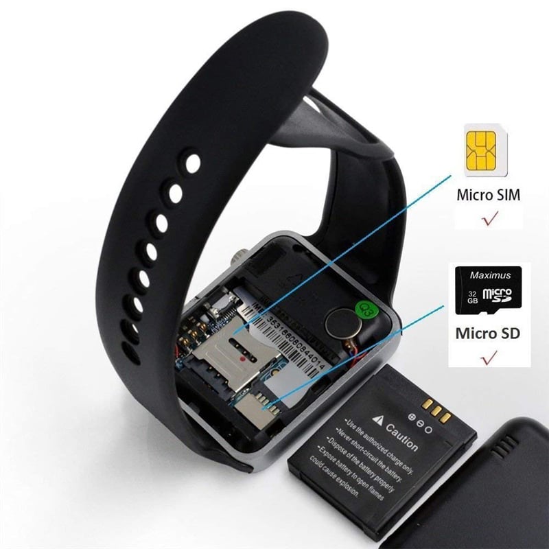 Smart Watch with 2G SIM Card Slot Camera Bluetooth Calling Fitness Tracker Heart Rate Blood Oxygen Monitor Sleep Tracking Step Counter SD Card Support for Android iOS Men Women Smartwatch