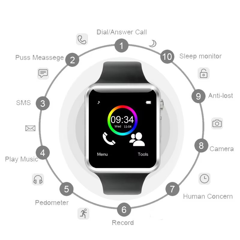 Smart Watch with 2G SIM Card Slot Camera Bluetooth Calling Fitness Tracker Heart Rate Blood Oxygen Monitor Sleep Tracking Step Counter SD Card Support for Android iOS Men Women Smartwatch