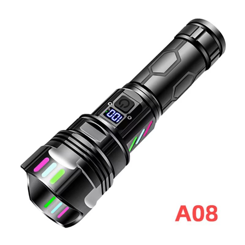 High Power Long Range LED Flashlight Strong Light Lantern USB Rechargeable Tactical Torch Outdoor Waterproof Powerful Zoom Lamp