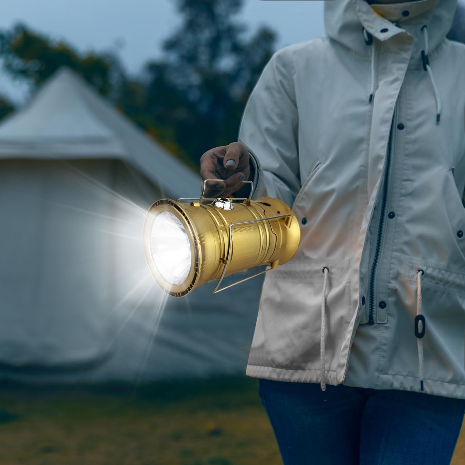 LED Camping Lantern Rechargeable, Waterproof Camping Lights for Charging Phone, RGB Tent Lamp for Outdoor Party, Emergency, Hurricane, Storms and Outages, 3 Light Modes Flashlight