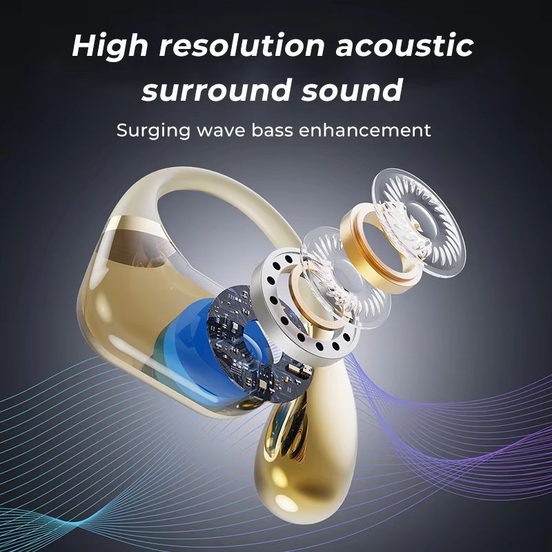 Open Sports  Bluetooth Earphones Not In-Ear Earbuds Wireless Headphone Power Display With Mic Sports Hifi Headsets Game