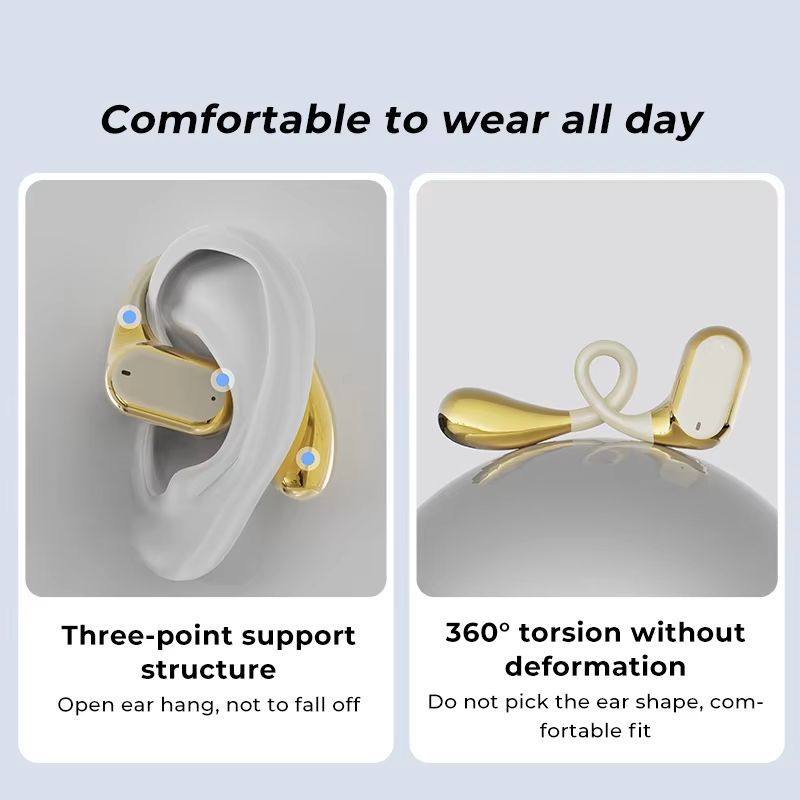 Open Sports  Bluetooth Earphones Not In-Ear Earbuds Wireless Headphone Power Display With Mic Sports Hifi Headsets Game
