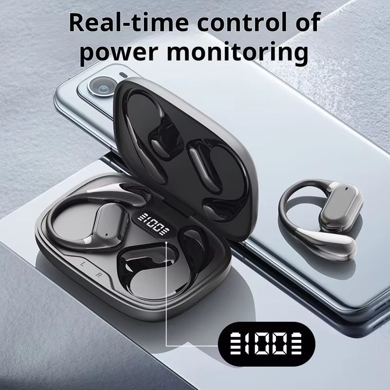 Open Sports  Bluetooth Earphones Not In-Ear Earbuds Wireless Headphone Power Display With Mic Sports Hifi Headsets Game
