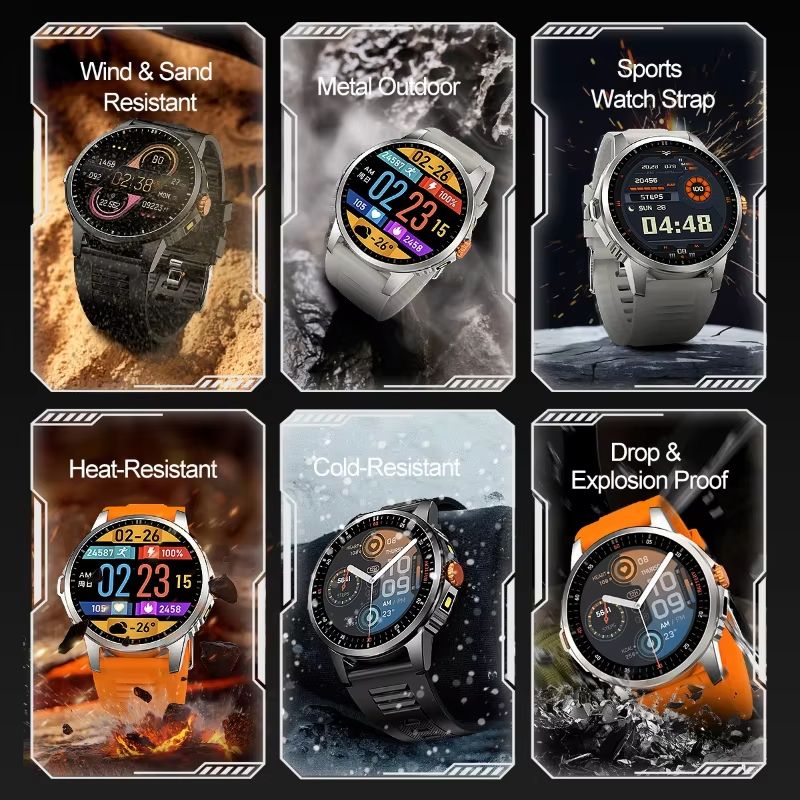 2026 New Round-Screen Flashlight Smartwatch Suitable For Outdoor Sports With LED Light And Heart Rate Blood Oxygen Blood Pressure Measurement Smart Watch