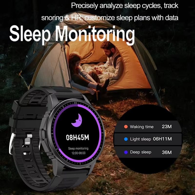 2026 New Round-Screen Flashlight Smartwatch Suitable For Outdoor Sports With LED Light And Heart Rate Blood Oxygen Blood Pressure Measurement Smart Watch