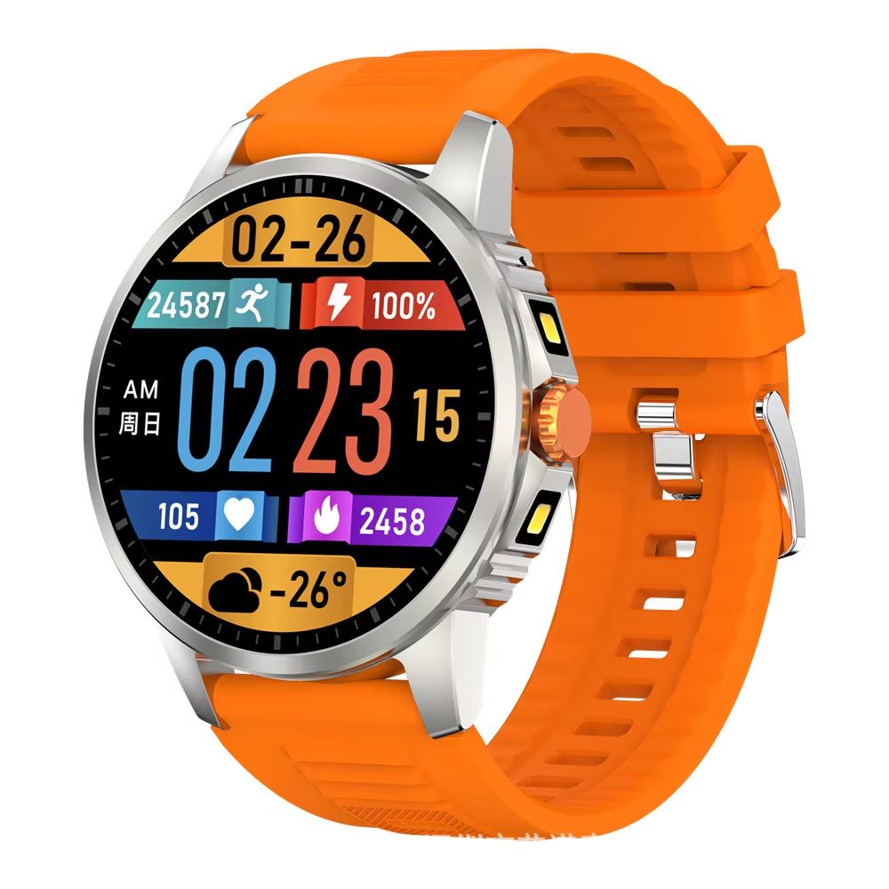 2026 New Round-Screen Flashlight Smartwatch Suitable For Outdoor Sports With LED Light And Heart Rate Blood Oxygen Blood Pressure Measurement Smart Watch