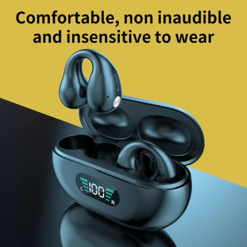 Bluetooth Earphones Earring Ear Clip HiFi Stereo Bass TWS Earbuds Wireless Sport Headphones Game Headset PK Ambie Sound Earcuffs