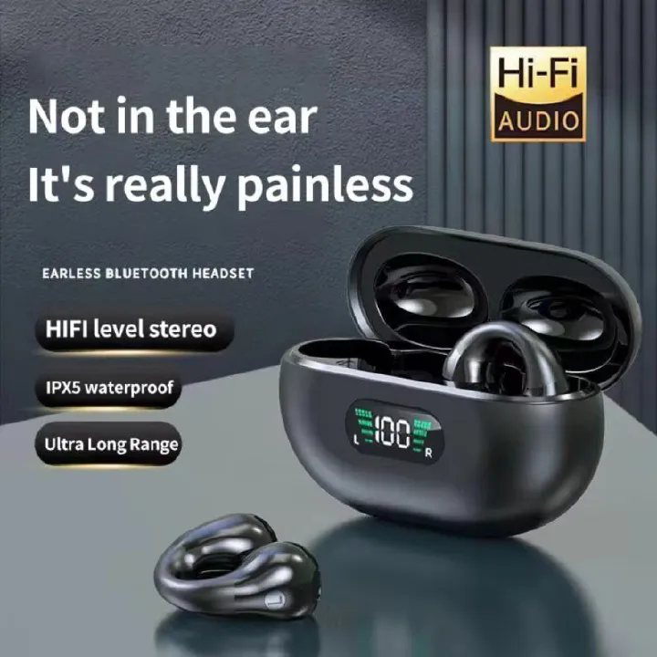 Bluetooth Earphones Earring Ear Clip HiFi Stereo Bass TWS Earbuds Wireless Sport Headphones Game Headset PK Ambie Sound Earcuffs