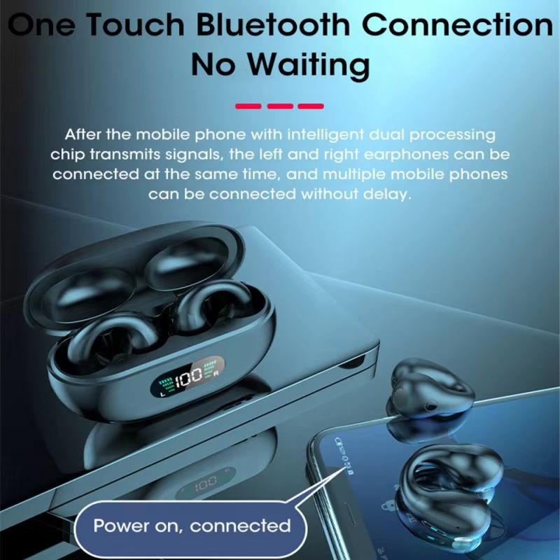 Bluetooth Earphones Earring Ear Clip HiFi Stereo Bass TWS Earbuds Wireless Sport Headphones Game Headset PK Ambie Sound Earcuffs