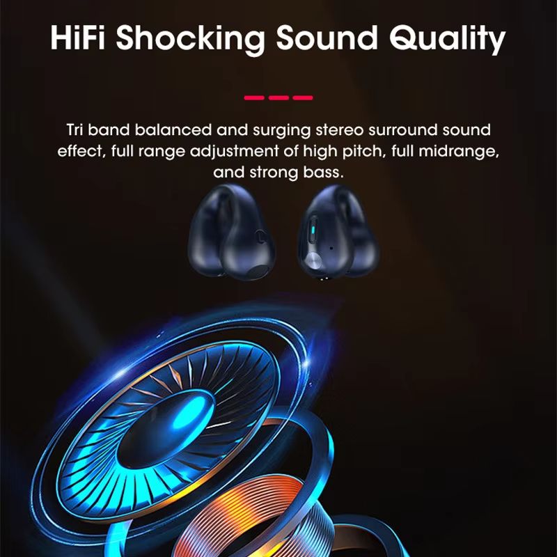 Bluetooth Earphones Earring Ear Clip HiFi Stereo Bass TWS Earbuds Wireless Sport Headphones Game Headset PK Ambie Sound Earcuffs