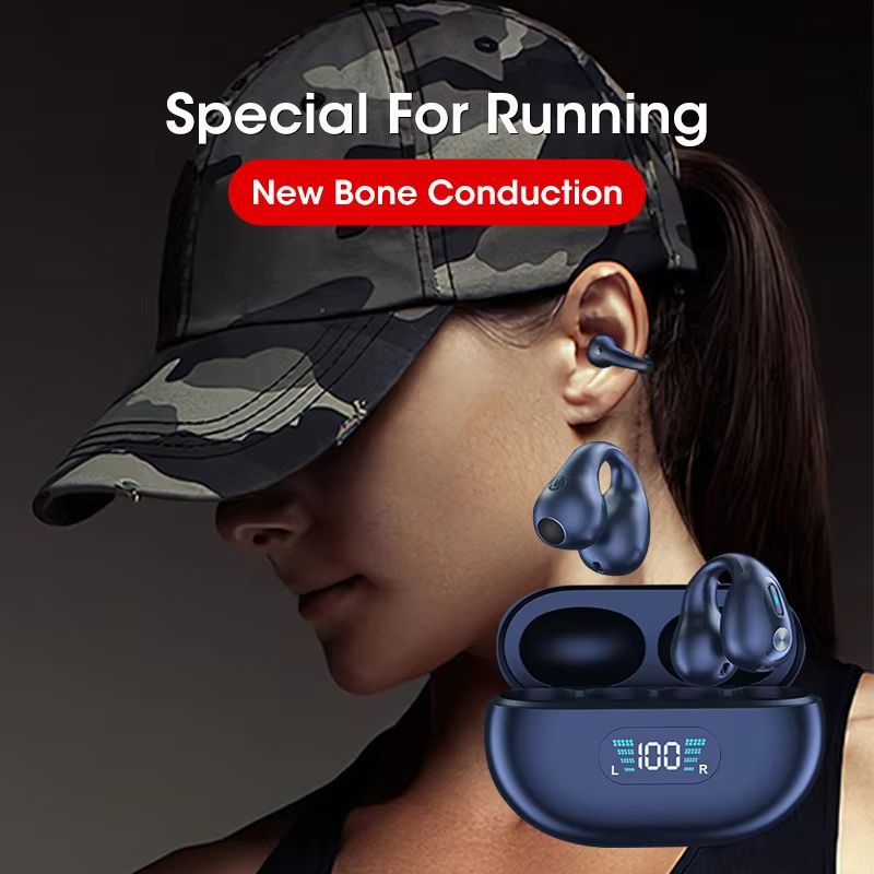 Bluetooth Earphones Earring Ear Clip HiFi Stereo Bass TWS Earbuds Wireless Sport Headphones Game Headset PK Ambie Sound Earcuffs