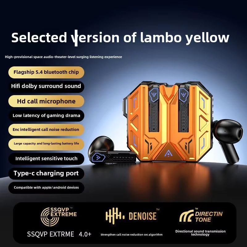 Cool Mecha Wind In-ear Super Long Battery Life Game E-sports High Sound Quality Low Delay Noise Reduction TWS Bluetooth Earphones