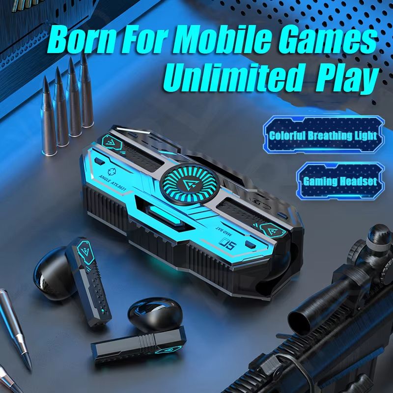 Wireless Gaming Earphone TWS Bluetooth 5.3 Low Latency Mecha Style Headphone Game Music Dual Mode With Colorful Breathing Light Bluetooth Earphones