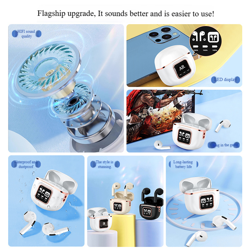 The New Wireless Bluetooth Headphones Feature Digital Display, high Appearance Level, high Sound Quality, in-Ear Design, Long Battery Life and are Suitable for Both Men and Women