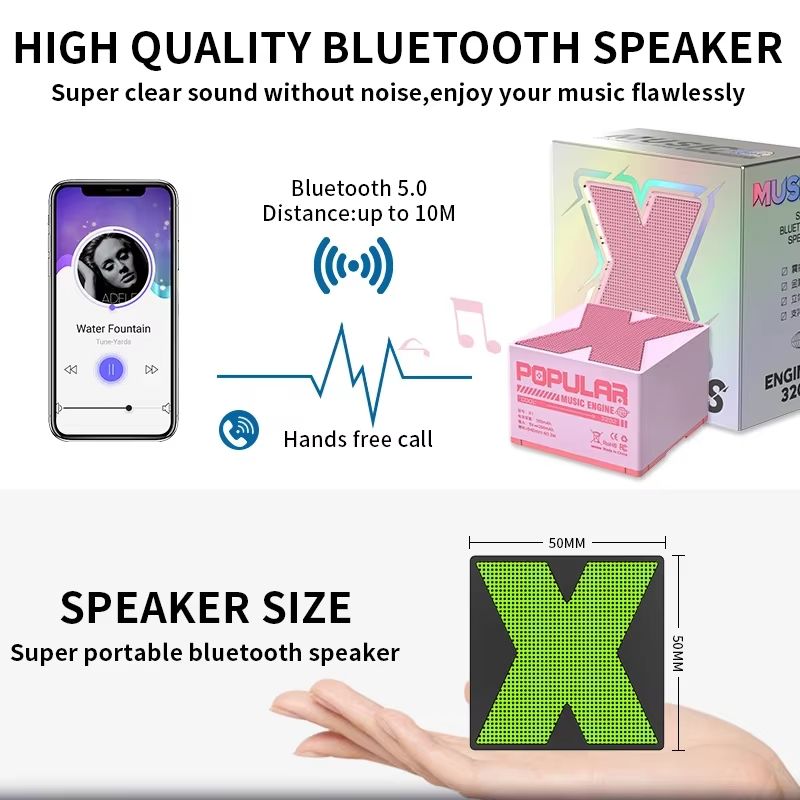 Wireless Bluetooth Speakers Mini Audio Player Portable Box Speaker Stereo Pairing Hands-Free Call for Travel Outdoor Wireless BT Speakers