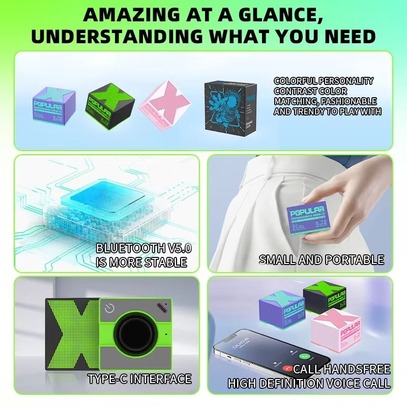 Wireless Bluetooth Speakers Mini Audio Player Portable Box Speaker Stereo Pairing Hands-Free Call for Travel Outdoor Wireless BT Speakers