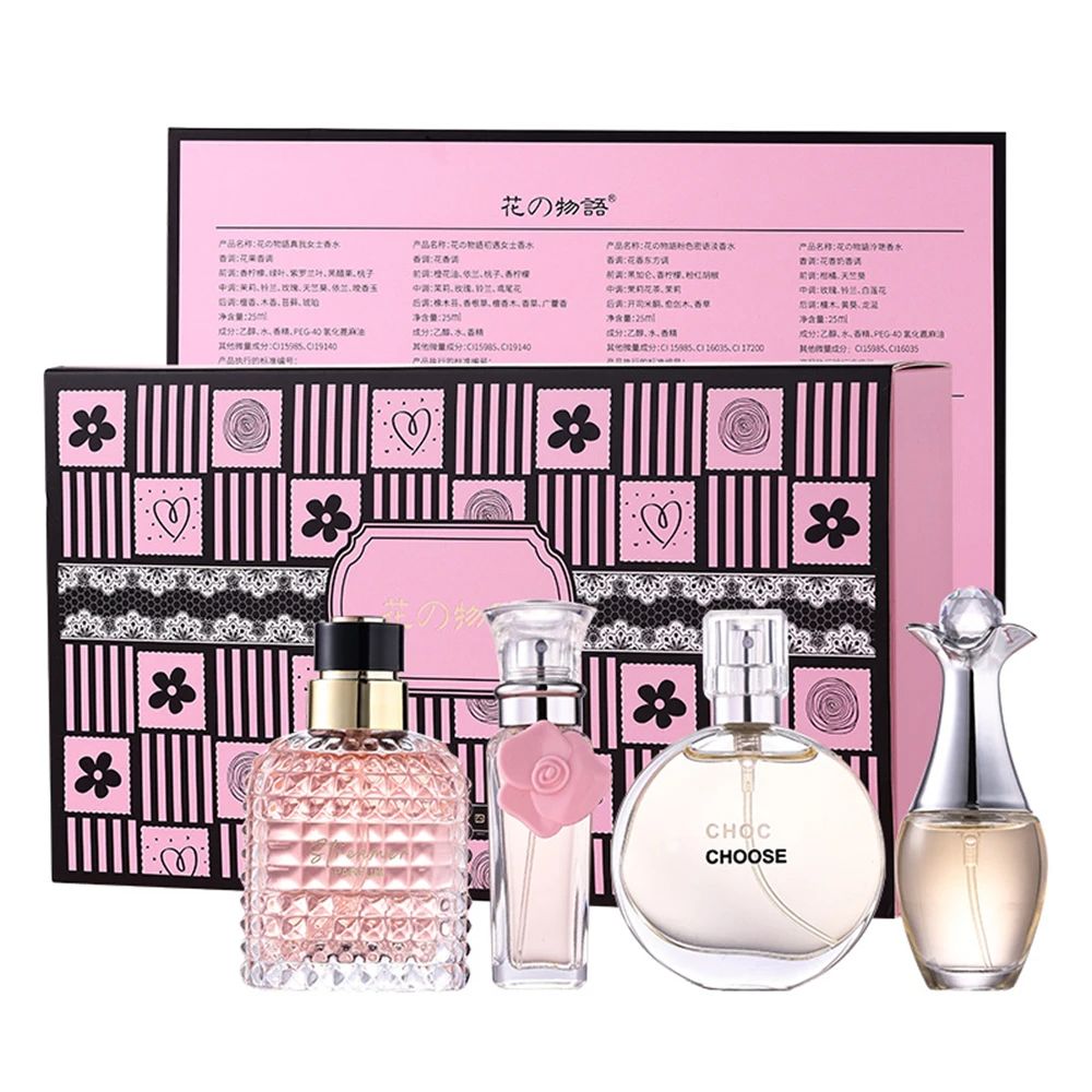 4PCS Ladies Perfume Set Woman Long Lasting Perfume Lady Sweet Passion Perfume Set Woman Natural Floral Fragrance Spray for Dating Gift