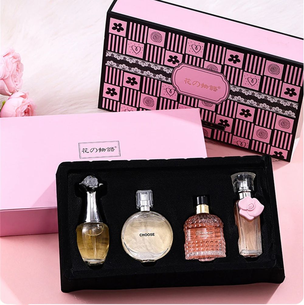 4PCS Ladies Perfume Set Woman Long Lasting Perfume Lady Sweet Passion Perfume Set Woman Natural Floral Fragrance Spray for Dating Gift