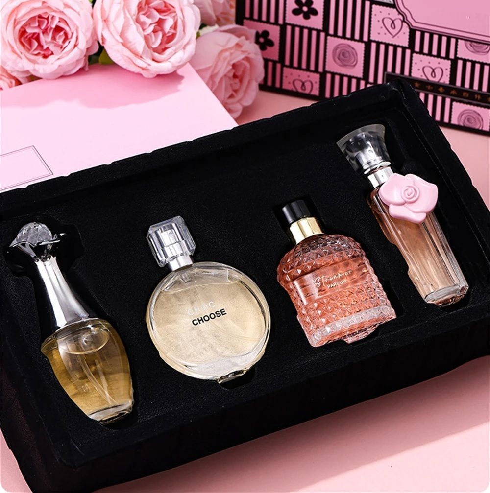 4PCS Ladies Perfume Set Woman Long Lasting Perfume Lady Sweet Passion Perfume Set Woman Natural Floral Fragrance Spray for Dating Gift