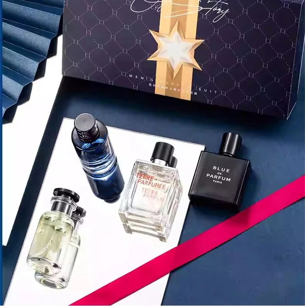 Luxury Men Cologne 4 PCS Perfume Set Man Gift Fragrance Natural Floral and Fruity Fragrance Perfume Spray