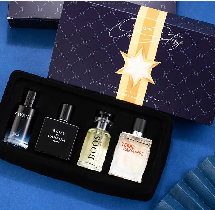 Luxury Men Cologne 4 PCS Perfume Set Man Gift Fragrance Natural Floral and Fruity Fragrance Perfume Spray