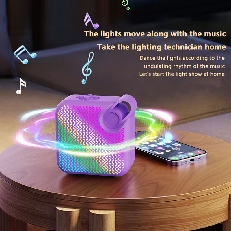 Stylish Colorful Light Speaker Creative Wireless Bluetooth Speaker Portable RGB Ambient Light Speaker Outdoor Sports Stereo Speaker 3D Surround for Home