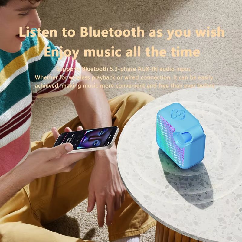 Stylish Colorful Light Speaker Creative Wireless Bluetooth Speaker Portable RGB Ambient Light Speaker Outdoor Sports Stereo Speaker 3D Surround for Home