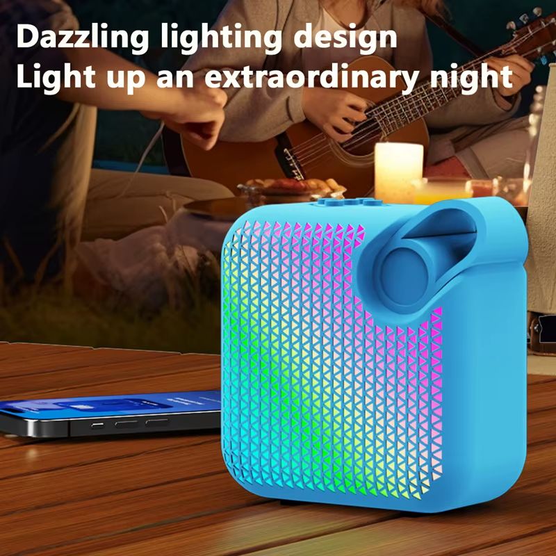 Stylish Colorful Light Speaker Creative Wireless Bluetooth Speaker Portable RGB Ambient Light Speaker Outdoor Sports Stereo Speaker 3D Surround for Home