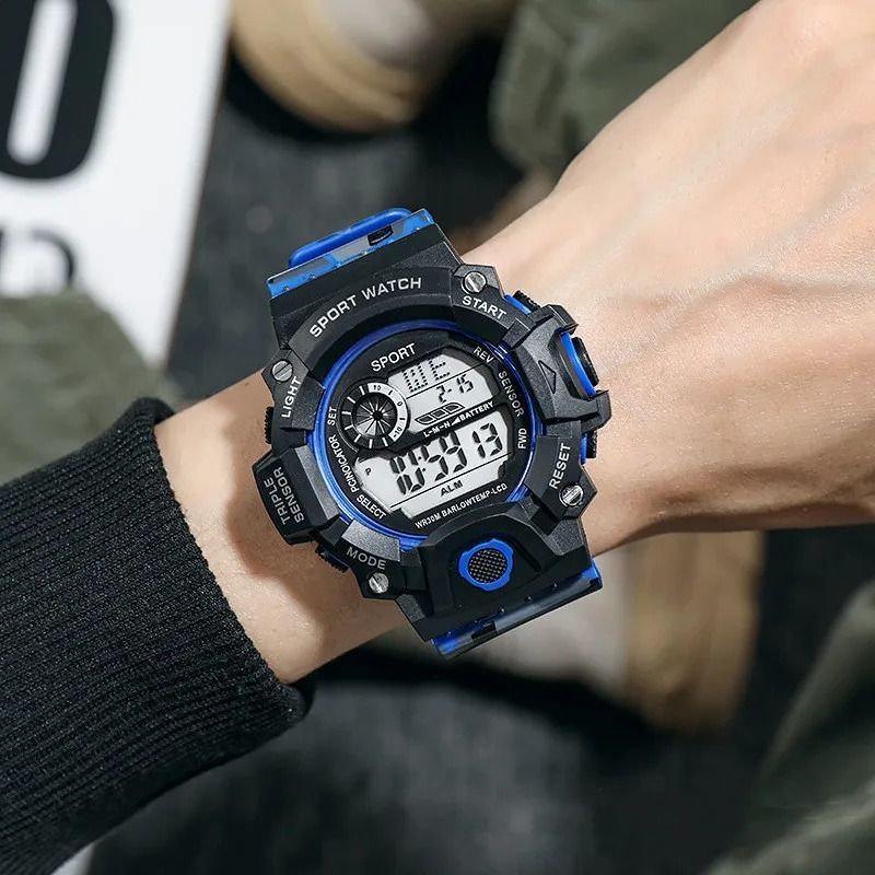 Men's Watch Digital Sports Electronic Wristwatch Multifunctional Waterproof Luminous Alarm Male's Sports Watch Clock