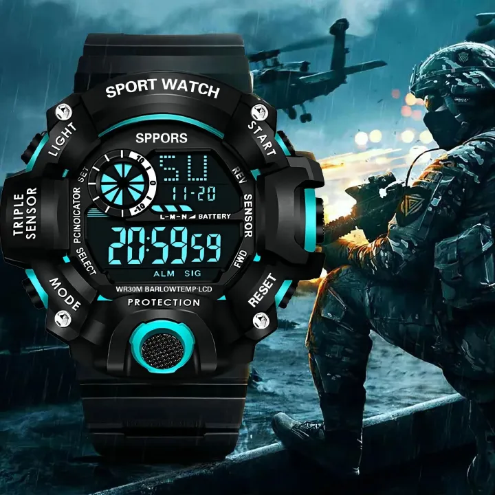 Men's Watch Digital Sports Electronic Wristwatch Multifunctional Waterproof Luminous Alarm Male's Sports Watch Clock