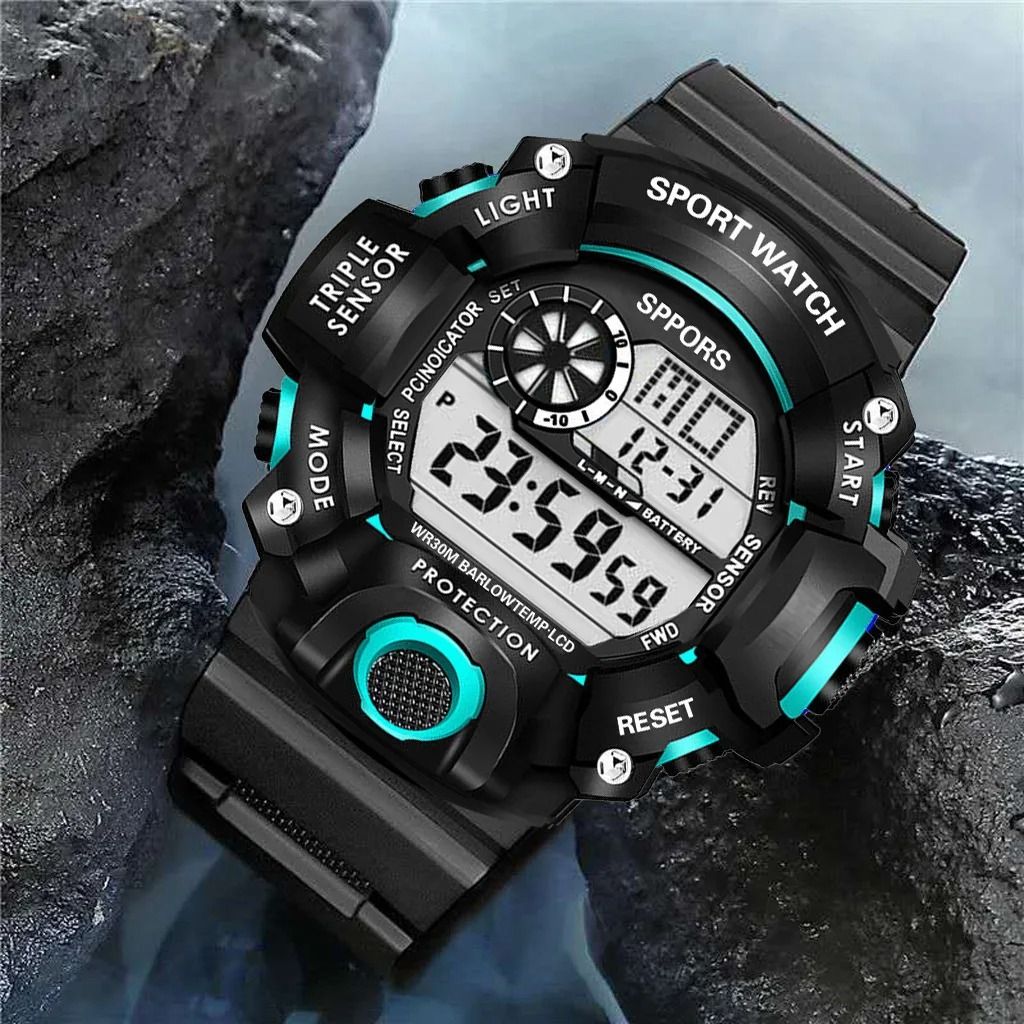 Men's Watch Digital Sports Electronic Wristwatch Multifunctional Waterproof Luminous Alarm Male's Sports Watch Clock