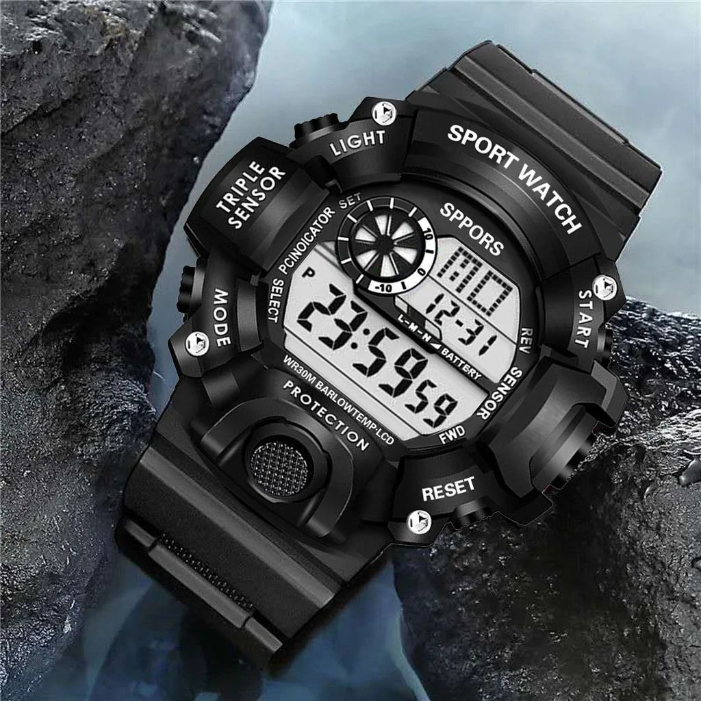 Men's Watch Digital Sports Electronic Wristwatch Multifunctional Waterproof Luminous Alarm Male's Sports Watch Clock