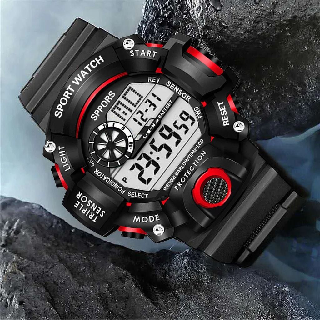 Men's Watch Digital Sports Electronic Wristwatch Multifunctional Waterproof Luminous Alarm Male's Sports Watch Clock
