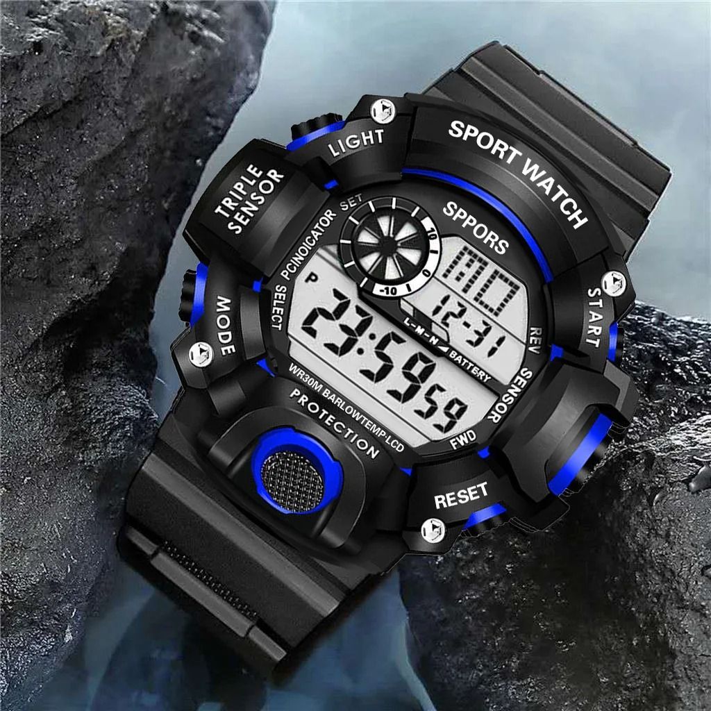 Men's Watch Digital Sports Electronic Wristwatch Multifunctional Waterproof Luminous Alarm Male's Sports Watch Clock