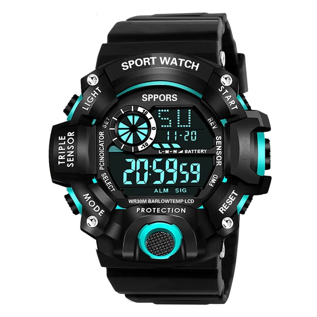 Men's Watch Digital Sports Electronic Wristwatch Multifunctional Waterproof Luminous Alarm Male's Sports Watch Clock