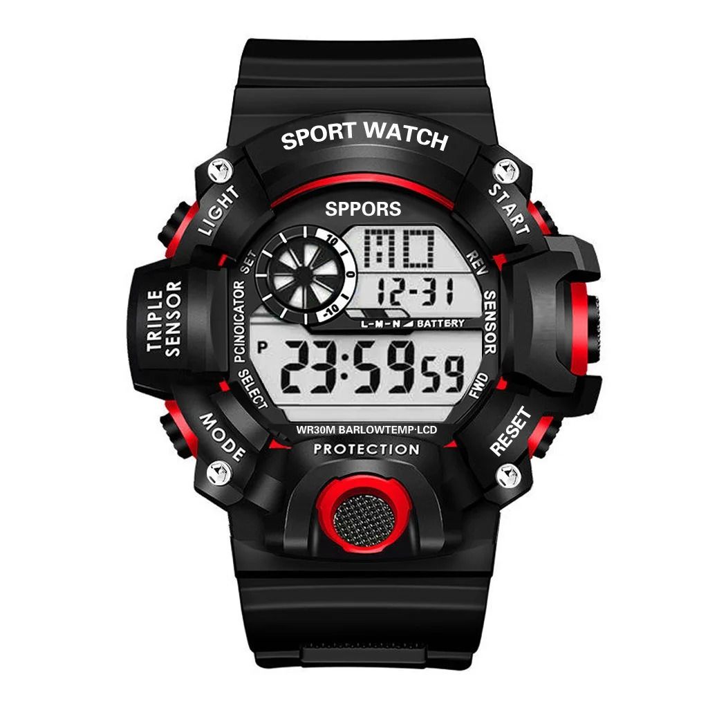 Men's Watch Digital Sports Electronic Wristwatch Multifunctional Waterproof Luminous Alarm Male's Sports Watch Clock