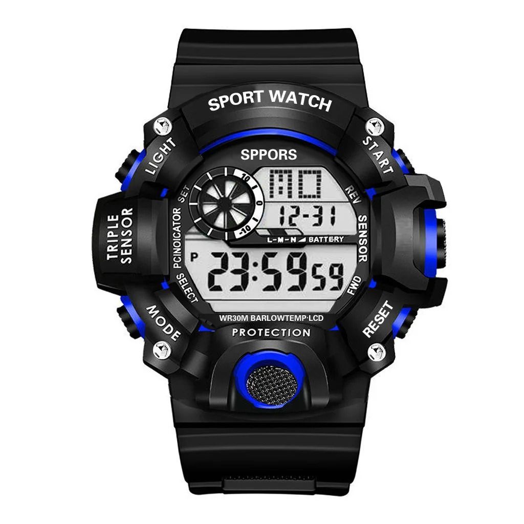 Men's Watch Digital Sports Electronic Wristwatch Multifunctional Waterproof Luminous Alarm Male's Sports Watch Clock