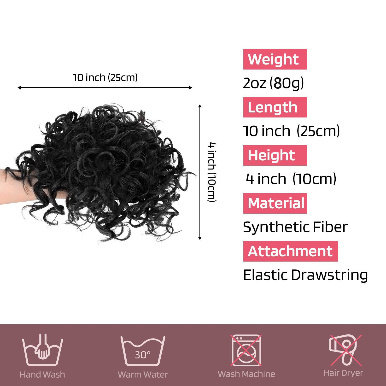 Messy Bun Hair Piece for Ladies Curly Wig Glueless Elastic Drawstring Brown Wigs Short Synthetic Wig Hair Extension for Daily & Party Use