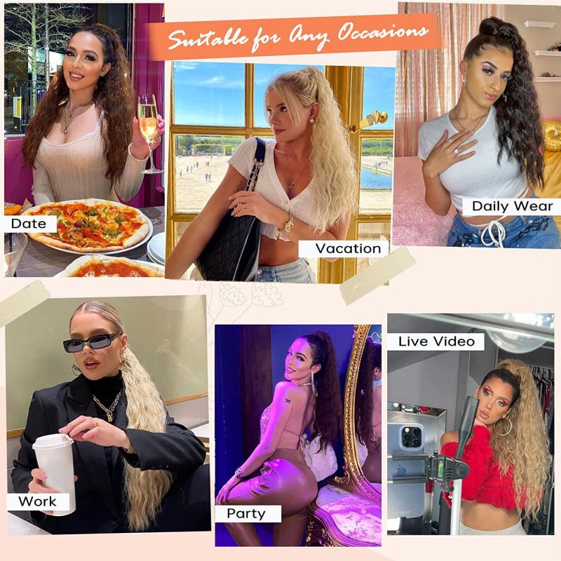 30 Inch Curly Ponytail Extension Wig for Ladies Long Wigs Brown Wigs Curly Claw Clip Multi Layered Synthetic Hair Piece Natural Fluffy Look