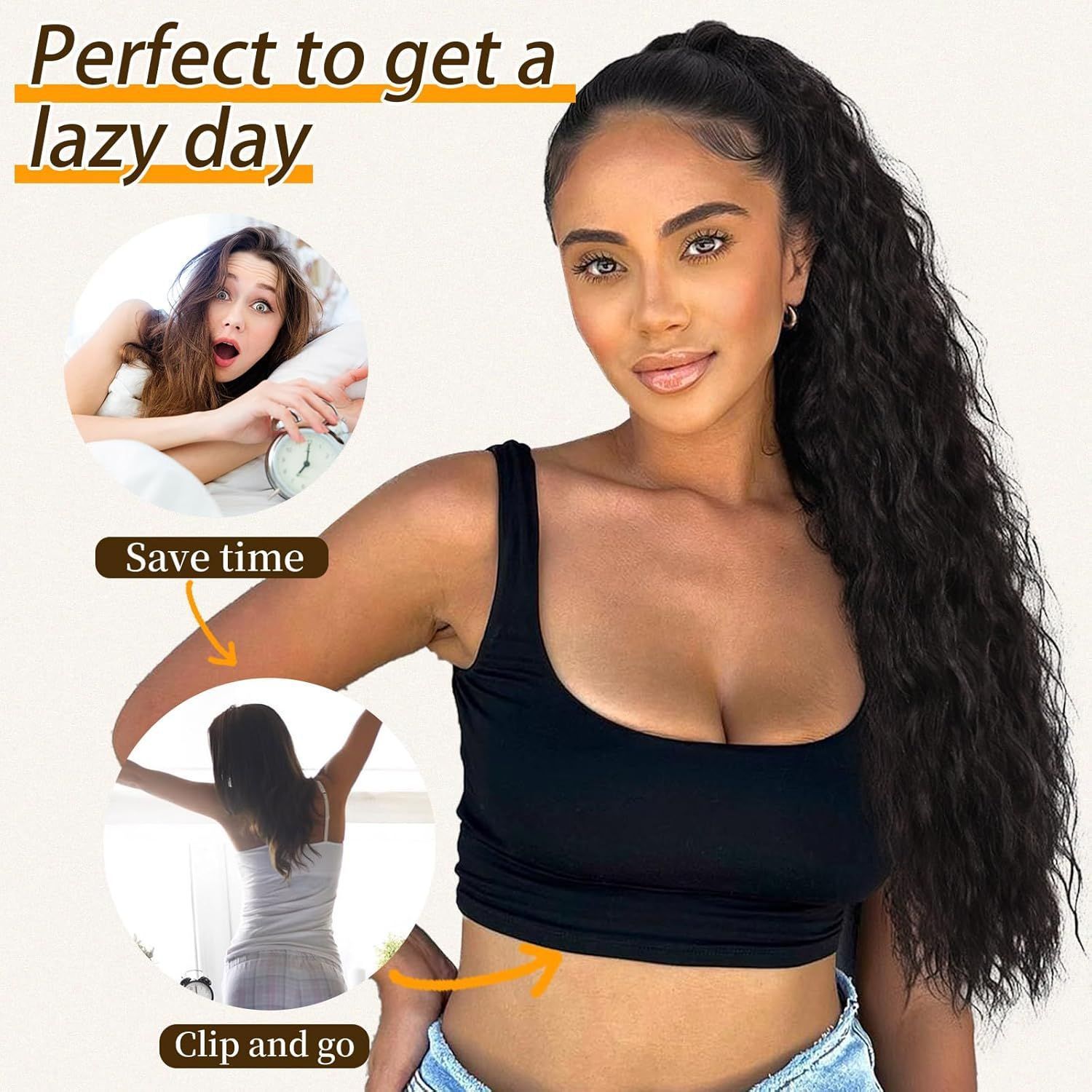 30 Inch Curly Ponytail Extension Wig for Ladies Long Wigs Brown Wigs Curly Claw Clip Multi Layered Synthetic Hair Piece Natural Fluffy Look